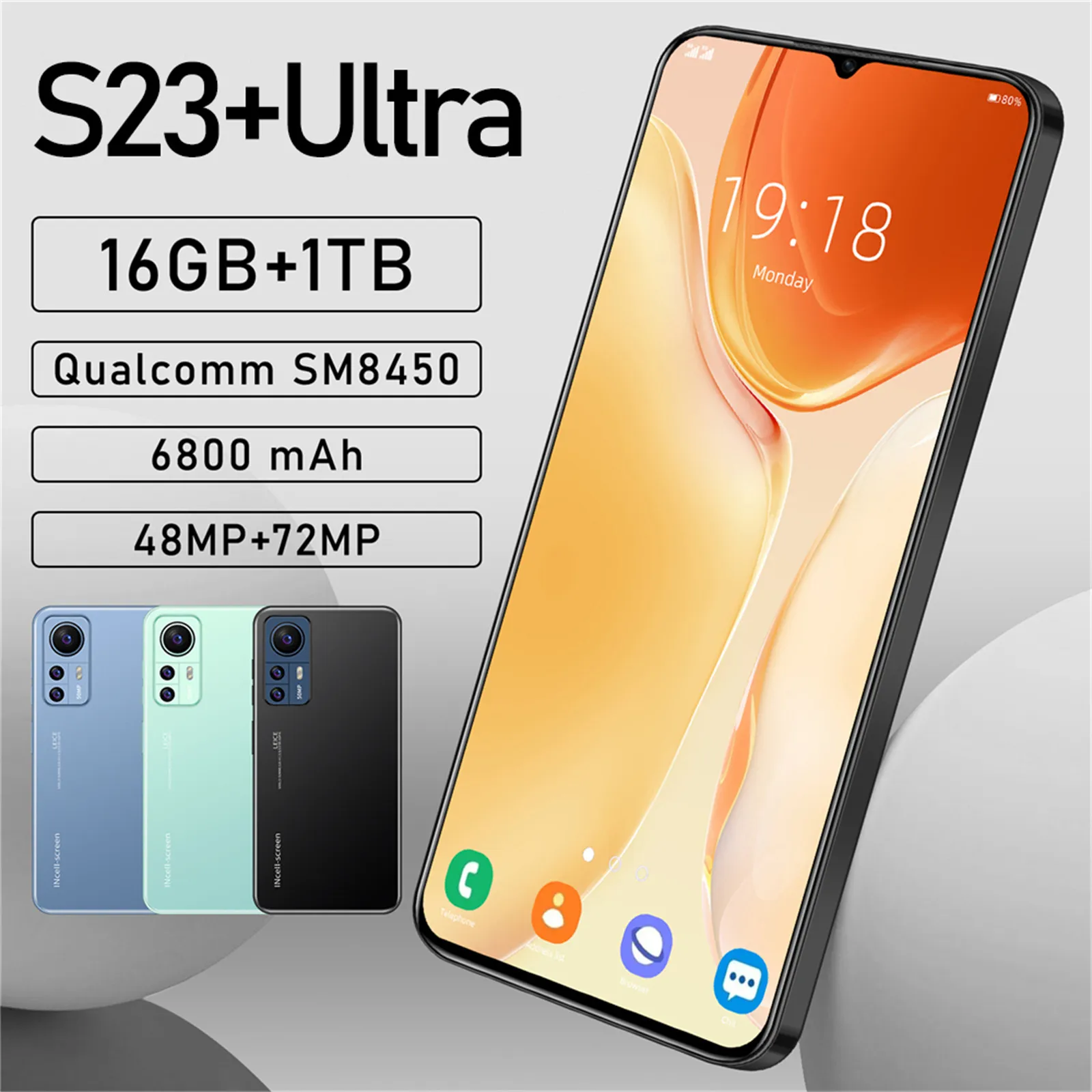 Unlocked Android Smartphone - 7.3 HD Screen, 16GB RAM, 512GB Storage ...