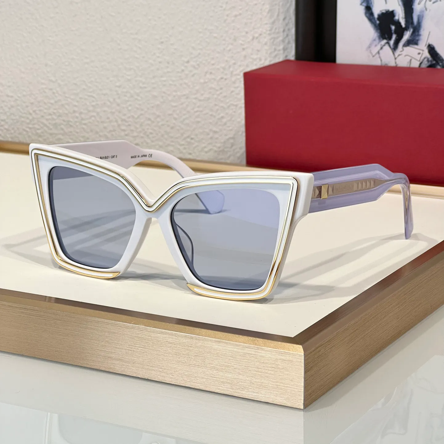 Óculos de sol populares para mulheres e homens verão V GRACE Designer Moda CR-39 Cateye Styles Anti-Ultravioleta Retro Placa Quadrada Metal Quadro Completo Óculos Caixa Aleatória