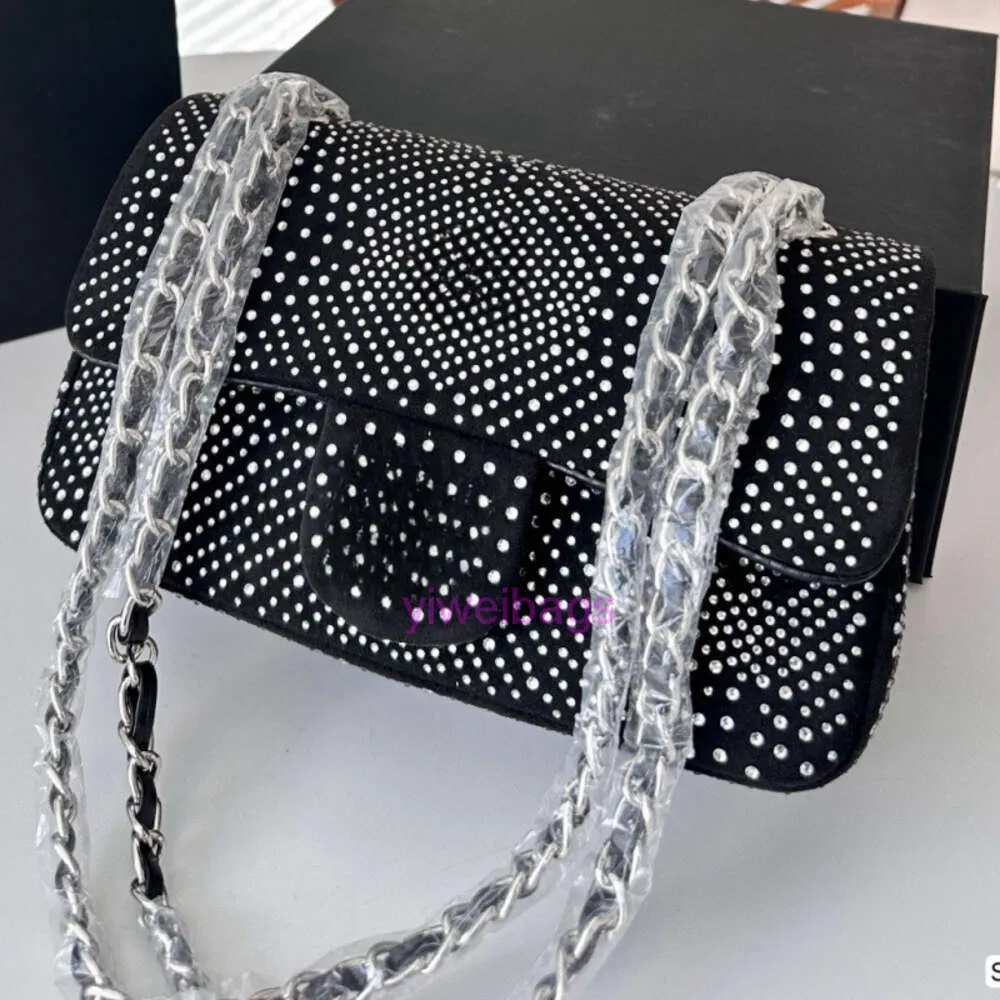 designer bag chaneling Full Sky Star Sparkling Diamond Chain Bag 2024 Single Shoulder Crossbody Bright Water Diamond Square Bag B414
