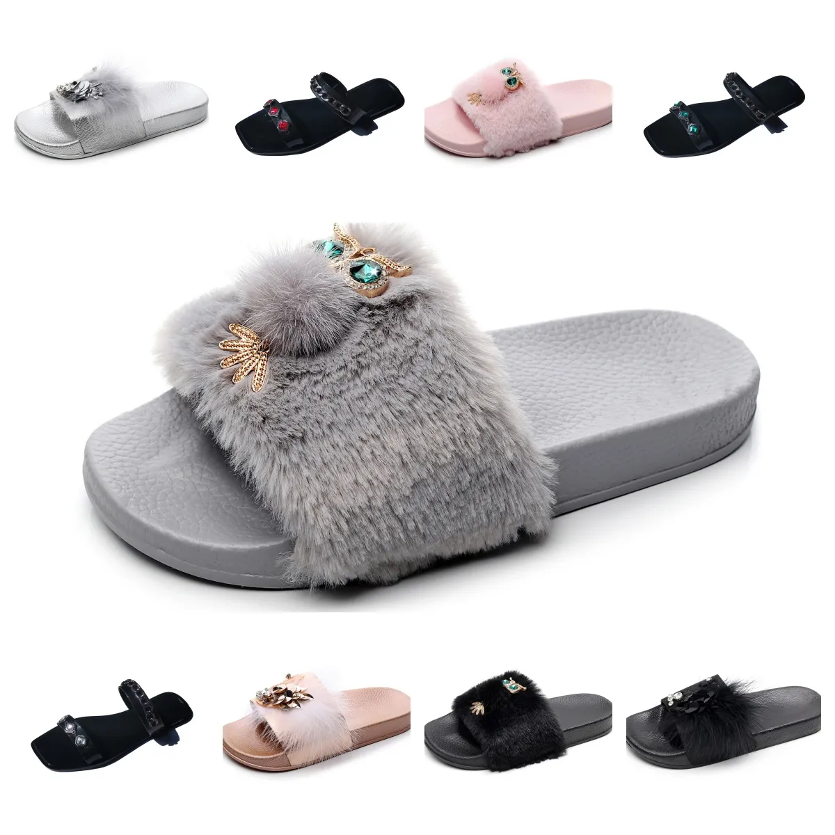 Designer tofflor kvinnor män sommar sandal mode canvan platt mule plattform hög häl sandal plattform skjutreglage sko gai vit