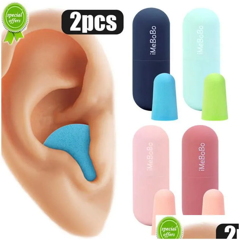 Other Interior Accessories New 2Pcs Slee Anti-Noise Ear Plugs Soft Sponge Earplug Protection Soundproof Noise Reduction Earplugs Uni D Dhq7L