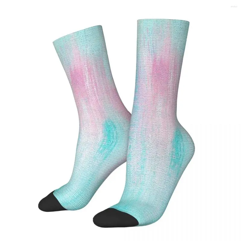 Chaussettes pour hommes drôles joyeux tons Turquoise et rose Pastel rétro Harajuku arc-en-ciel dégradé coloré Style de rue équipage fou chaussette