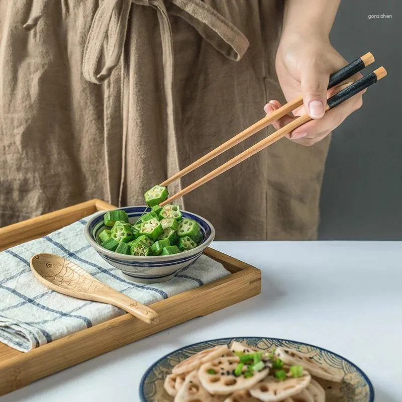 Servis uppsättningar Phoebe kinesiska pinnar Tabelleriser Fördjupning av nivåer av träsked Chopsticks Cutlery Set Köksverktyg Tredelar