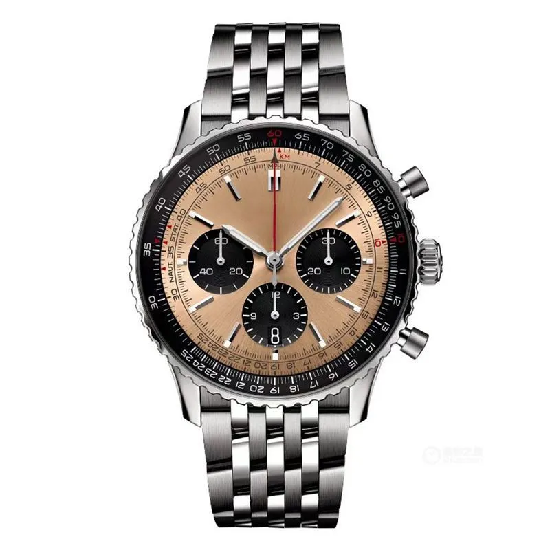 Relógio mecânico automático masculino 50mm 2024 novo relógio masculino quartzo luxo navitimer b01 dial marca cronógrafo cinto pulseira de aço relógio de pulso de alta qualidade b-7