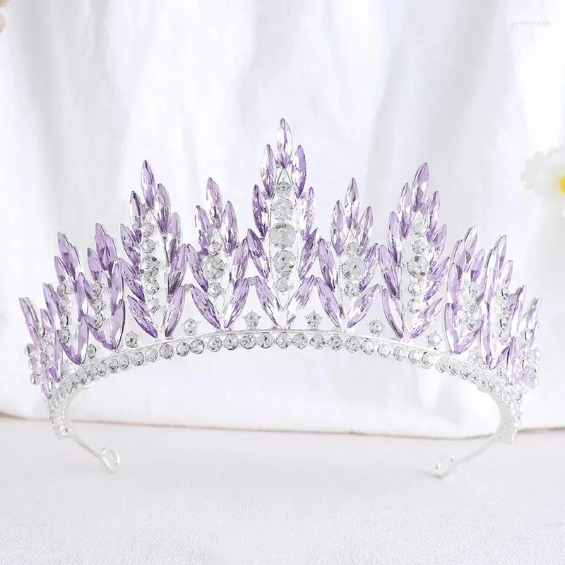 Pinces à cheveux de luxe couleur argent diadèmes en cristal violet pour femmes bijoux de mariage strass diadème couronnes de mariée accessoires de tête de mariée