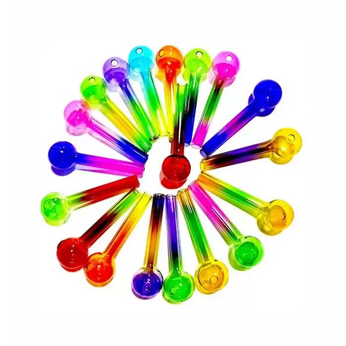 Colorful Pyrex Glass Oil Burner Pipe Mini Spoon Hand Tube 4inch Lenght Ball Dia 30mm Tobcco Herb Oils Nails For Dab Rig Glass Bong Smoking Pipes