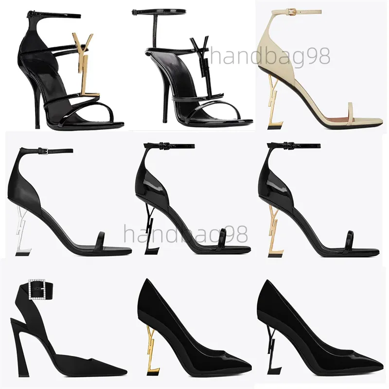 Sandálias de designer de salto alto Luxurvs Designer sapatos saltos Paris Vestido Clássicos Mulheres 10cm e 8cm Saltos Preto Dourado Ouro Casamento Mulheres Tamanho 35-41