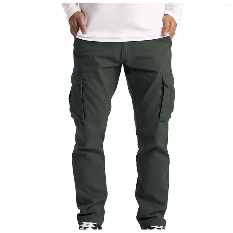 Pantalones para hombres Hombres Cargo Pantalones casuales rectos Algodón Masculino Táctico Primavera Verano Sueltos Pantalones de chándal con múltiples bolsillos