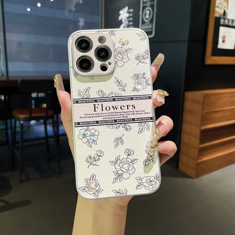 Moda flores borboleta casos para iphone 15 plus 14 pro max 13 12 11 iphone15 elegante rosa floral duro pc plástico macio tpu couro pu couro capa traseira pele