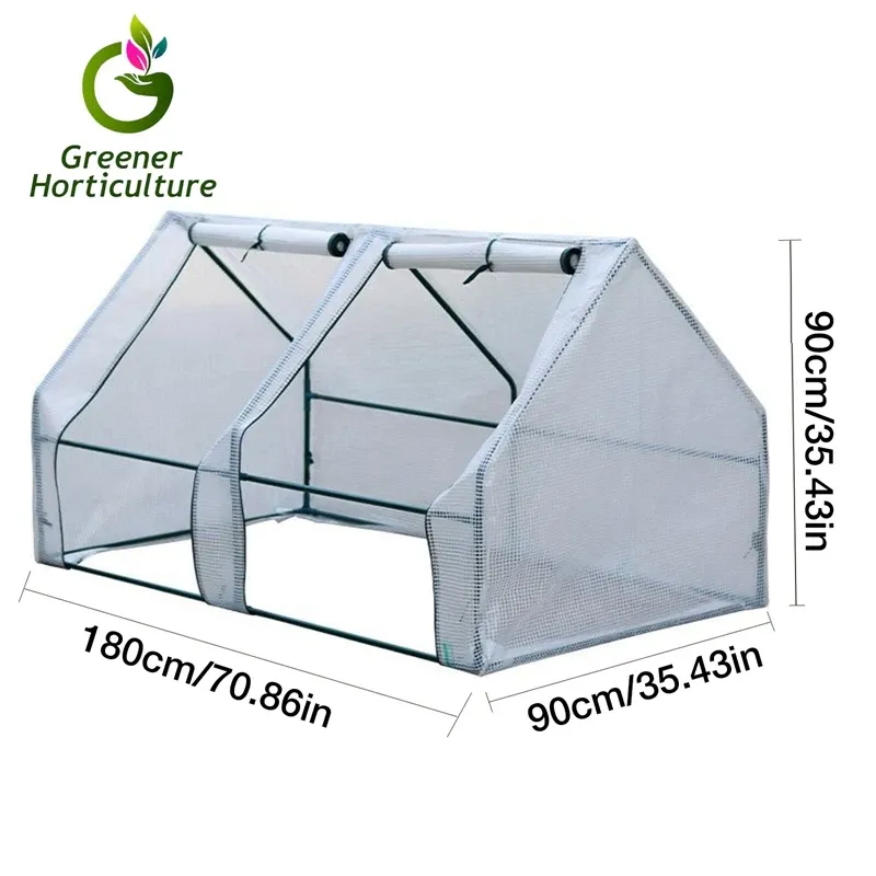 Greenhouse 180x90x90cm Mini växthus bärbart plantor växthus med dragkedja dörrar med PVC -täckning utomhus bärbar grön hus trädgård