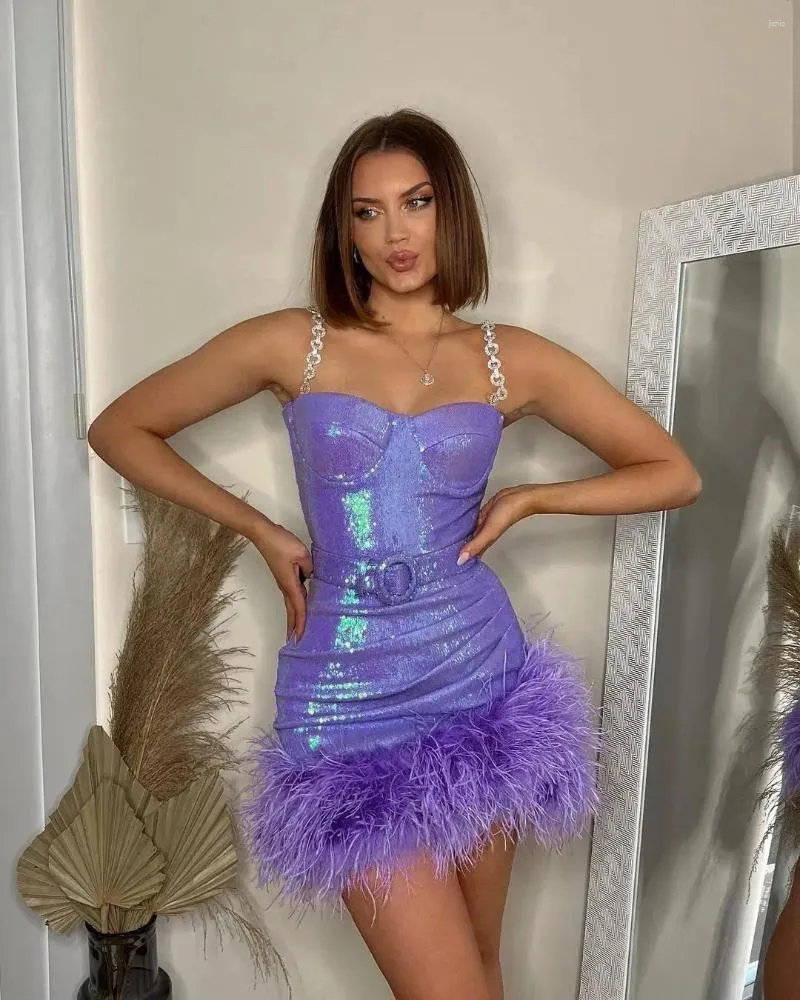 fitted lace wedding dress Adelle Sequin Mini Dress (Purple) main image 1