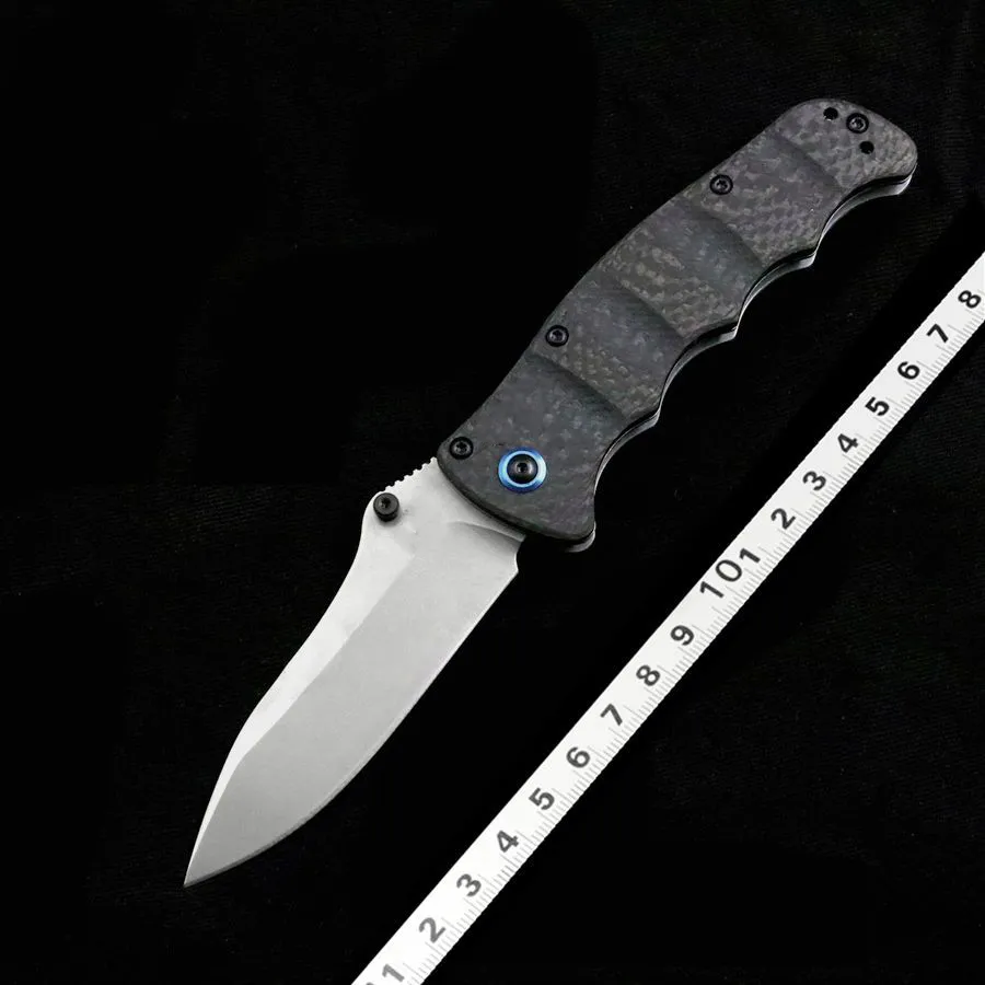 Cuchillo plegable táctico M390 Blade BM 484s-1, mango de fibra de carbono, lavado de piedra, supervivencia en el desierto, Navajas de bolsillo de seguridad