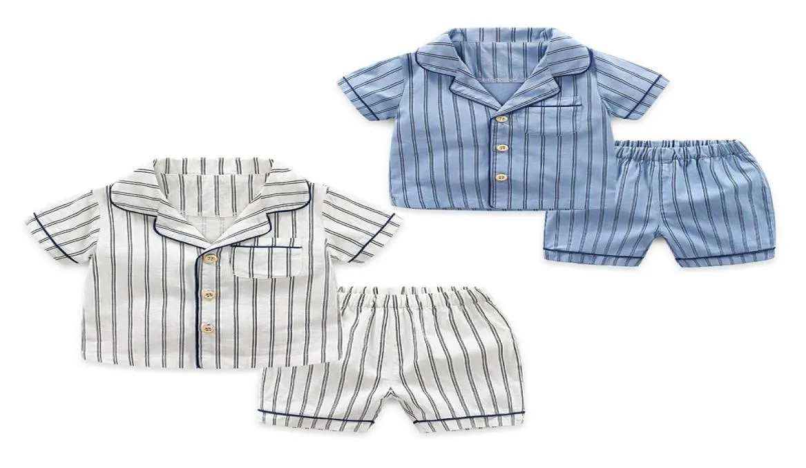 Kinder Kleidung Sets Sommer Baby Jungen Kleidung 2019 Nachtwäsche Pyjamas StripeTopPants Set 2Pcs Kinder Kleidung Anzüge6910876