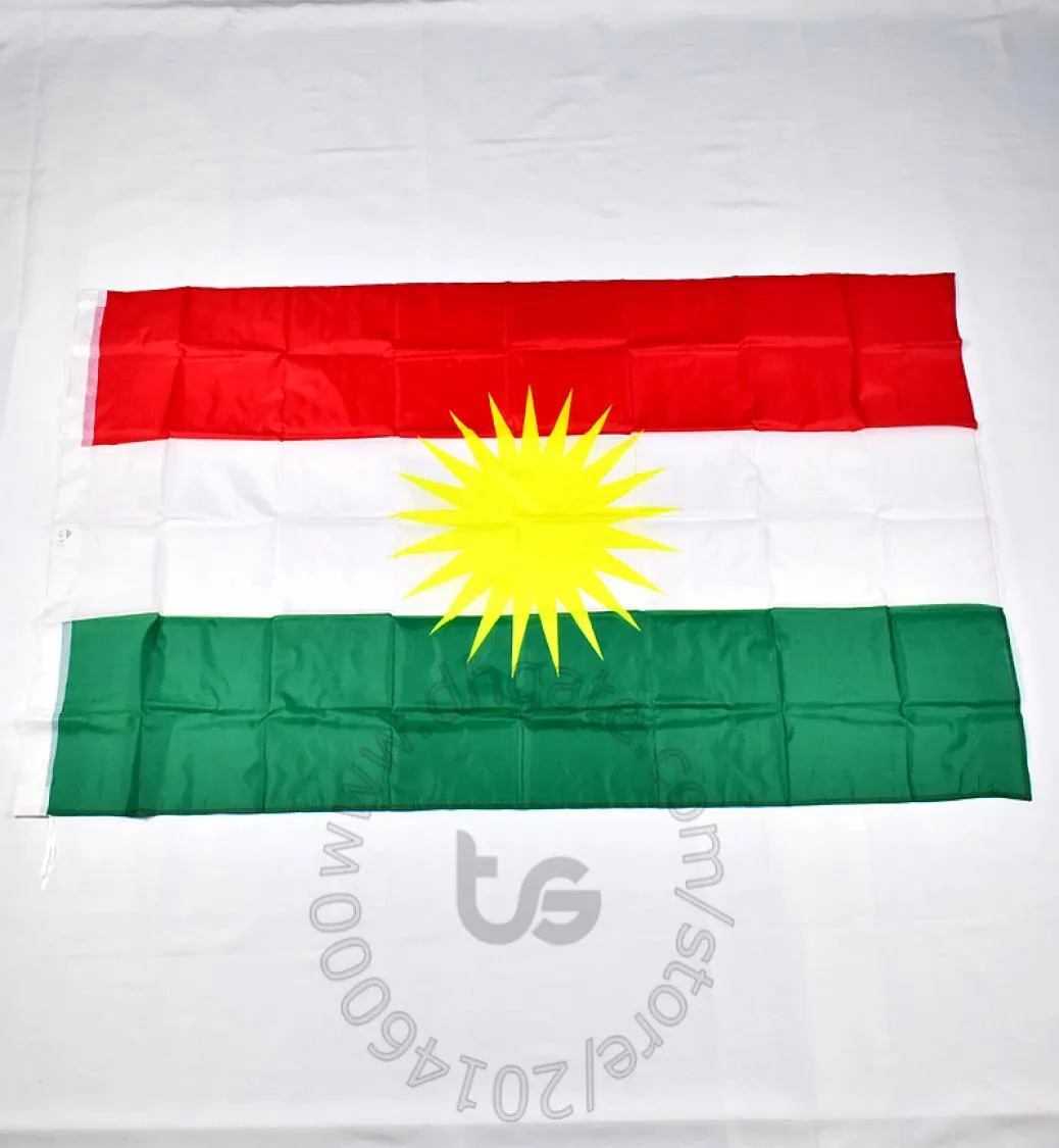 Kurdische Flagge 90 x 150 cm, Kurdistan, kurdische Polyester-Flagge und Banner zum Aufhängen, 2 Seiten bedruckt, Home6375575