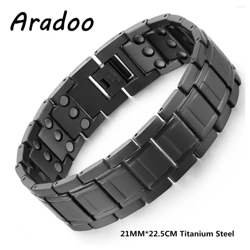 Link Bracelets Men's Titanium Steel Magnetic Bracelet Fat Burning Anti-Radiation Health Hematite Anti-fatigue