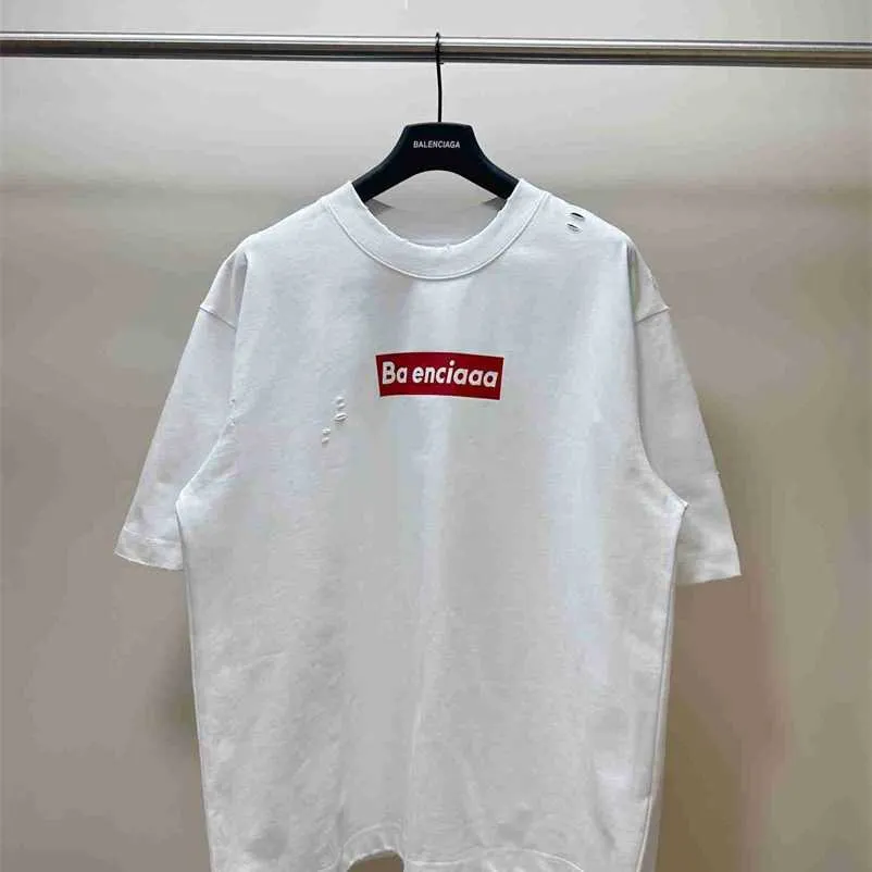 High Edition Paris 23s Spring/summer New Co Branded Supre Red and White Letter Print b Home Correct Short Sleeve T-shirt