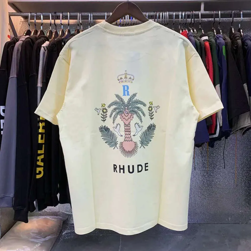 Rhude Shirt Heren T-shirts Rhude Zomer Modeontwerper T-shirts Rhude T-shirt Straat Casual Korte Mouw Strandstijl T-shirts Katoen Afdrukken Rhude Shorts 9480