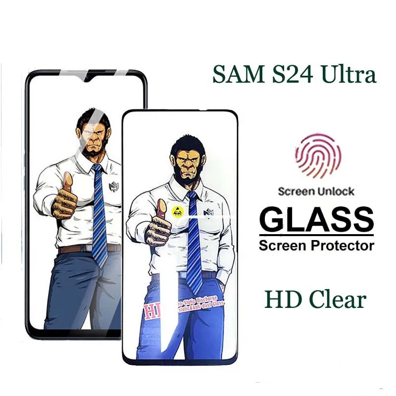 Film en verre trempé pour Samsung Galaxy S24 Ulata S23 S22 Plus, déverrouillage par empreinte digitale, protecteur d'écran HD, verre de protection complet pour S21Plus S21+