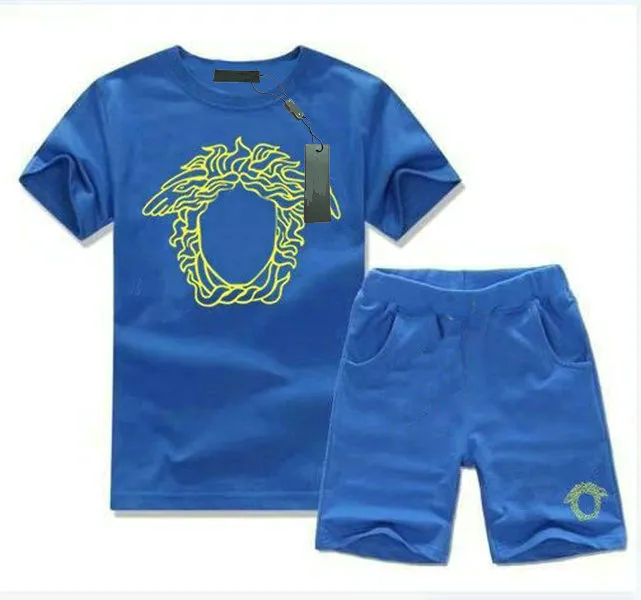 2 styles New Designer Style Children's Clothing Sets For Summer Boys And Girls Sports Suit Baby Infant Short Sleeve Clothes Kids Set 2-8 T 7 colors