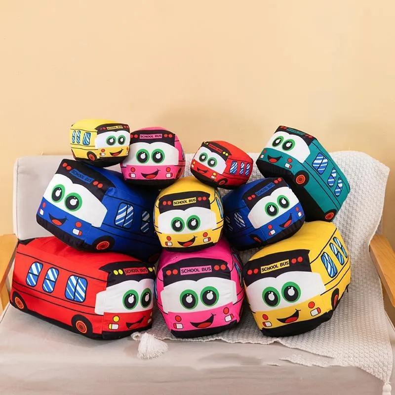 2024 Ny söt bussbil Plush Toy Van medföljande docka Barn Tidig utbildning Tygdocka Lugande kudde Presentfabrik Partihandel Stock