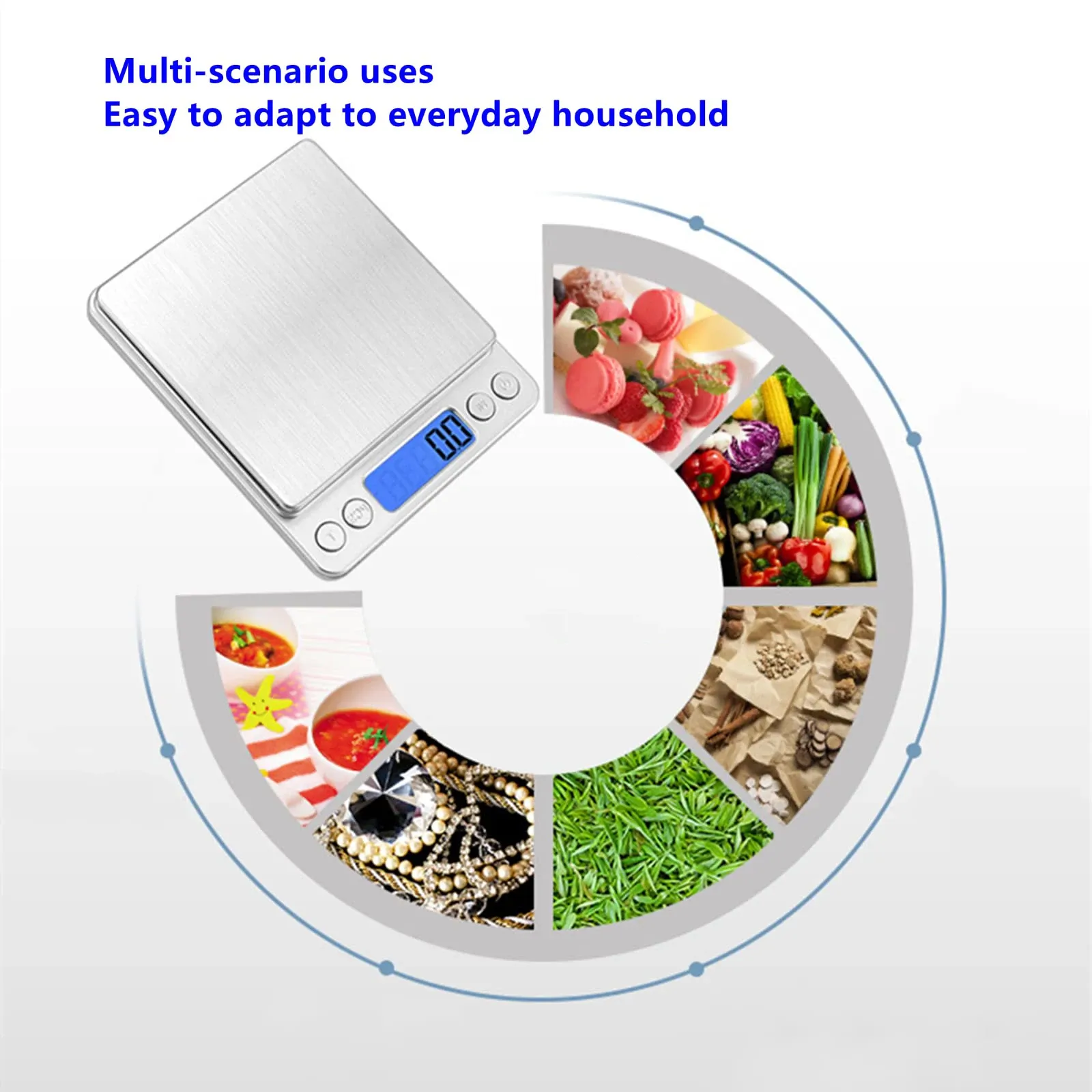 Kök digital skala smycken matvikt för gram oz med LCD -skärm Tare 3000g/0,1 g