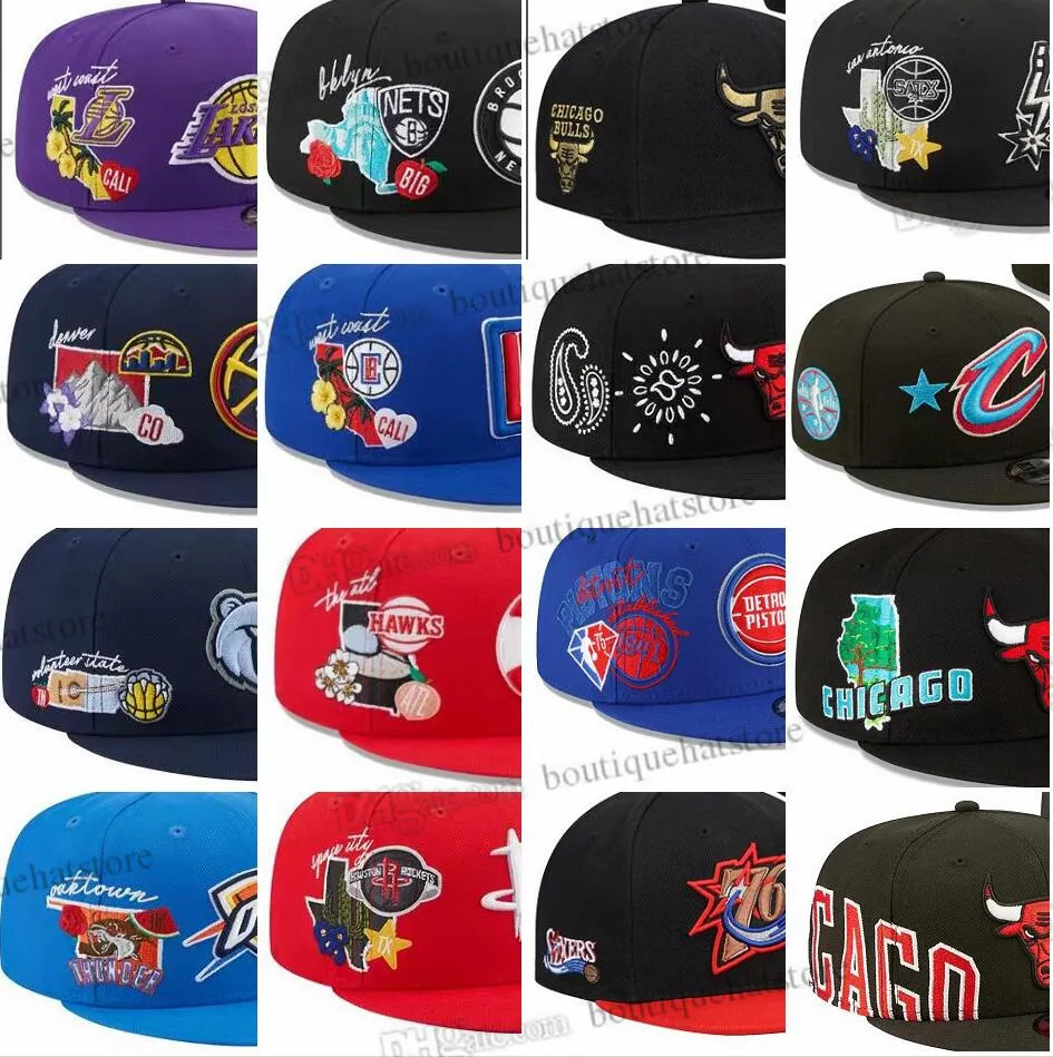 Más nuevos 84 colores All Team's Men's Baseball Snapback Snapback Sports Basketball Chicago "Hat Men's Black Black Blue Red Hip Hop Flores Sports Caps ajustables Capas SE21-10