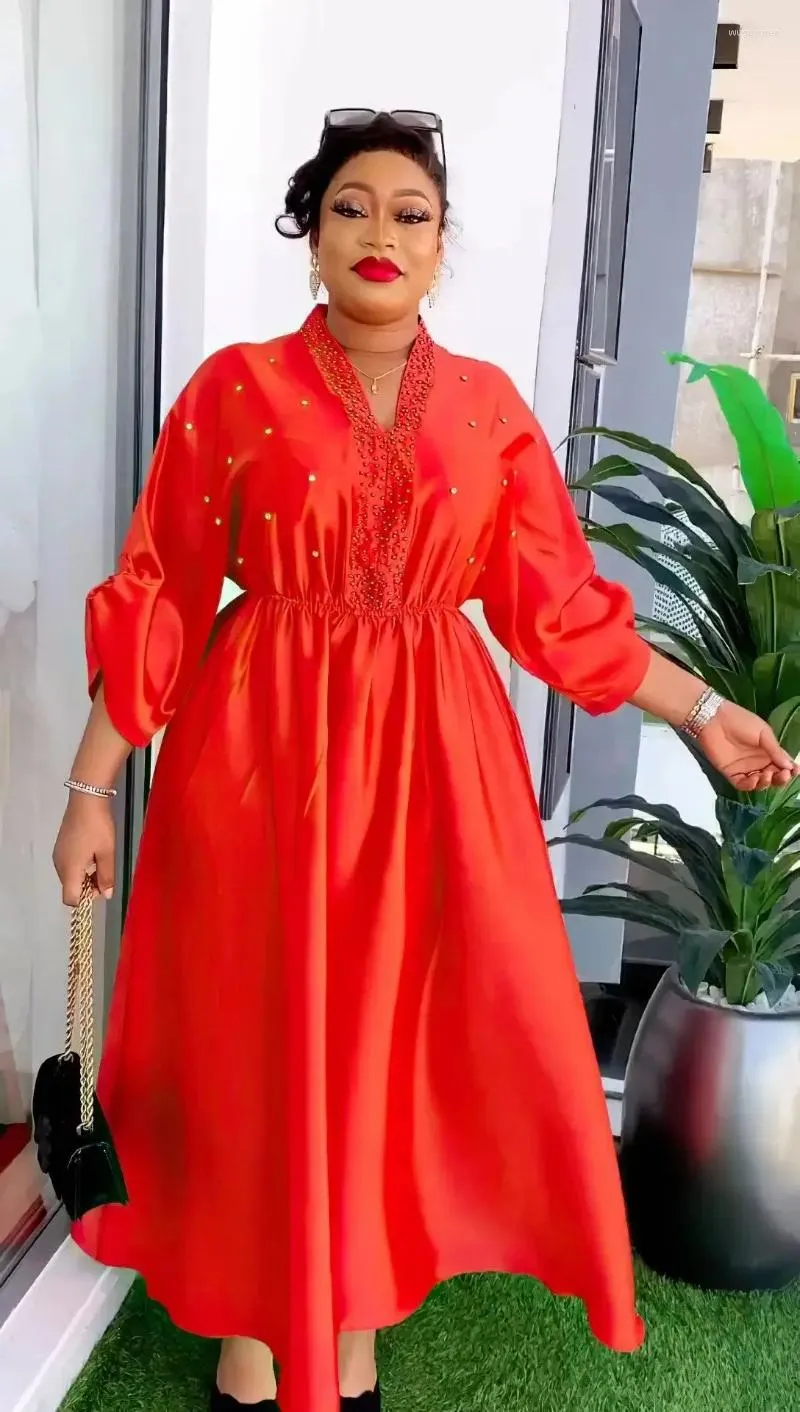 Abbigliamento etnico 2024 Abito lungo africano di lusso per le donne Abiti da festa da sera da sposa eleganti da donna Taglie forti Primavera Africa a vita alta