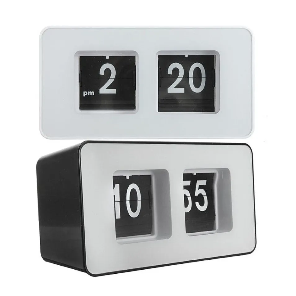Unique Retro Auto Flip Clock Cube Desk Table Wall Kitchen Simple Modern Design329m