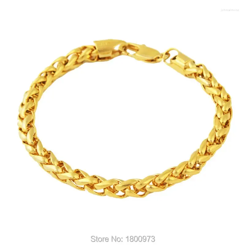 Link Bracelets Adixyn Trendy Gold Color Bracelet Men Fashion Jewelry Round 21 CM 5 MM & Chain