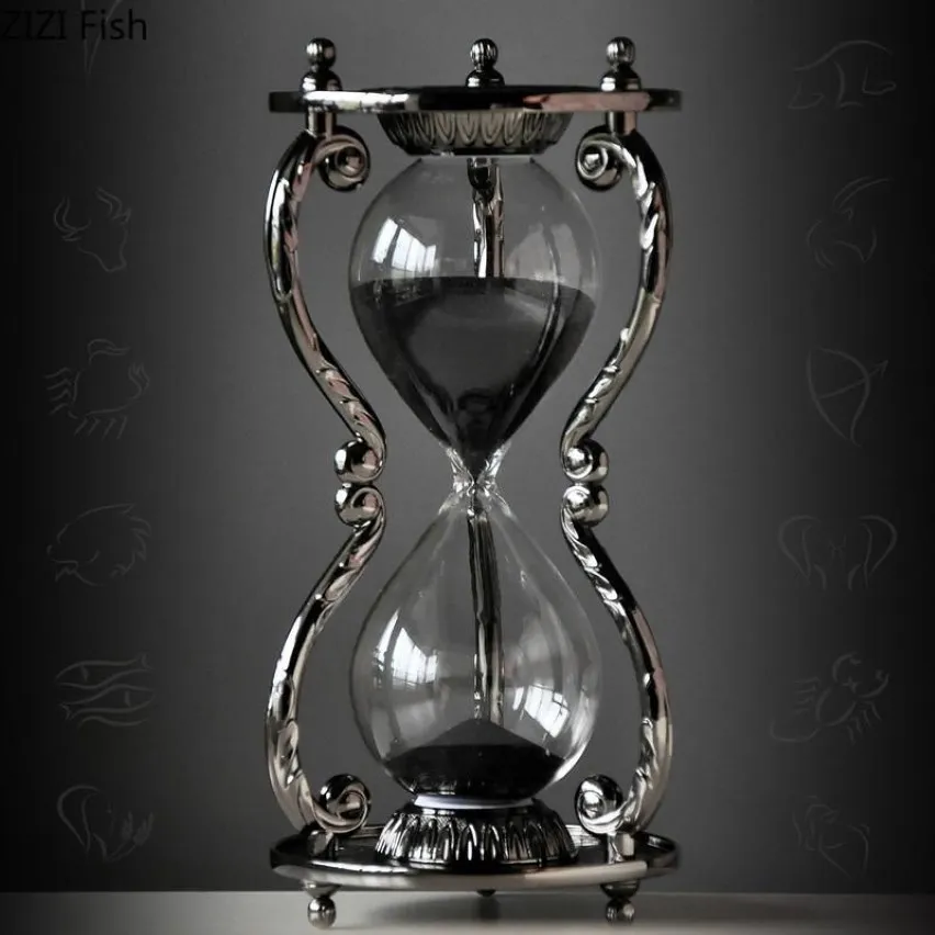 Other Clocks & Accessories Creative 12 Constellation Metal Hourglass 30 Minute Timer Office Desktop Decoration Alloy Home243y