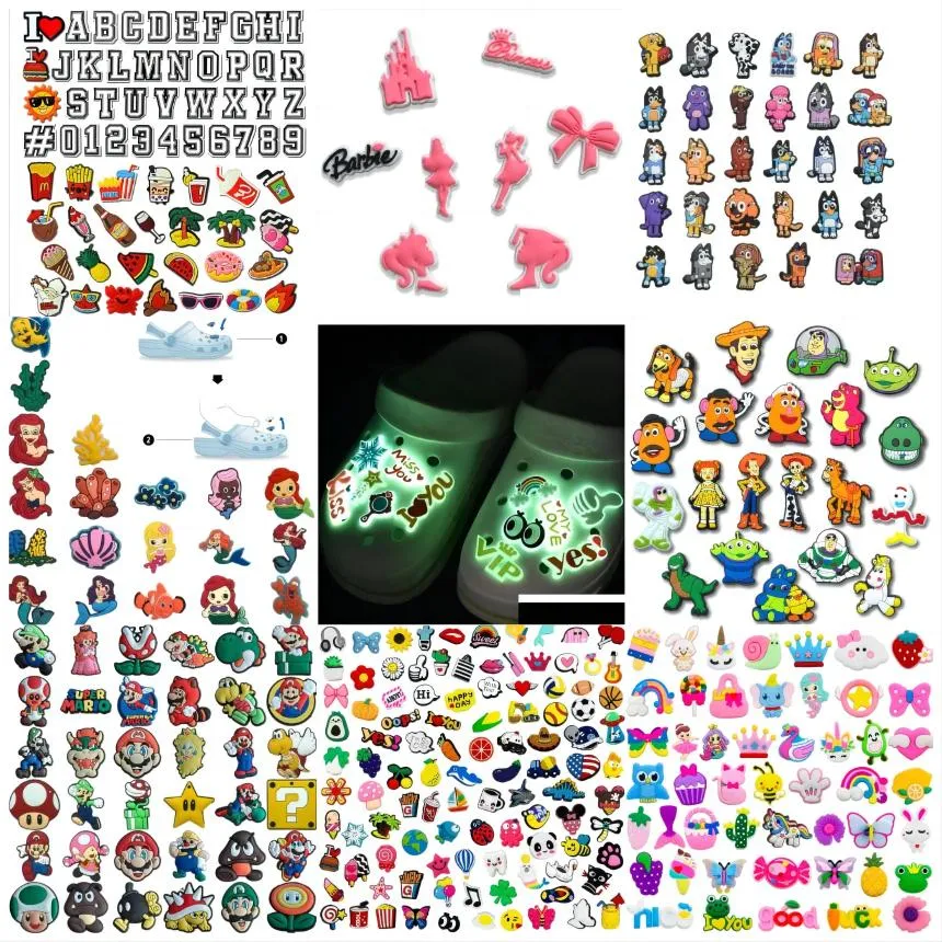 Akcesoria części buta niestandardowe 100pcs Cartoon Clog Charms Pvc Hole Buty ogrodowe Buty Flower Bransoletka Dzieci