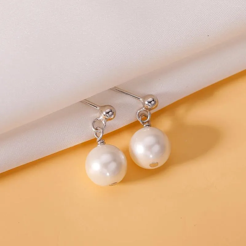 Orecchini a bottone in argento sterling 925 con perle per l'estate 2024 da donna, stile semplice orecchino alla moda