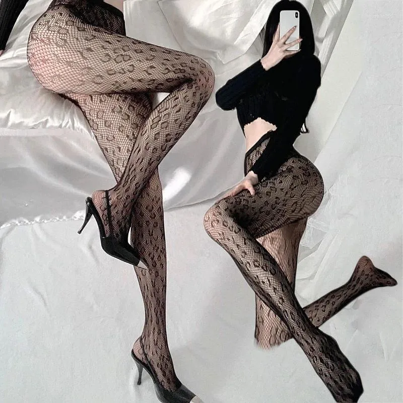 Women Socks Leopard Tights Stockings Sexy Spider Web Mesh Female Club Party Calcetines Fish Net Fishnet Anti-Snagging Pantyhose
