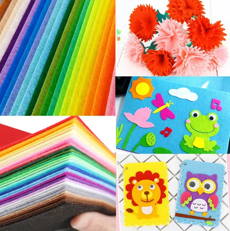 15x15CM Non Woven Felt 1mm Thickness Polyester Cloth Felts DIY Bundle For Sewing Dolls Crafts Packaging Paper