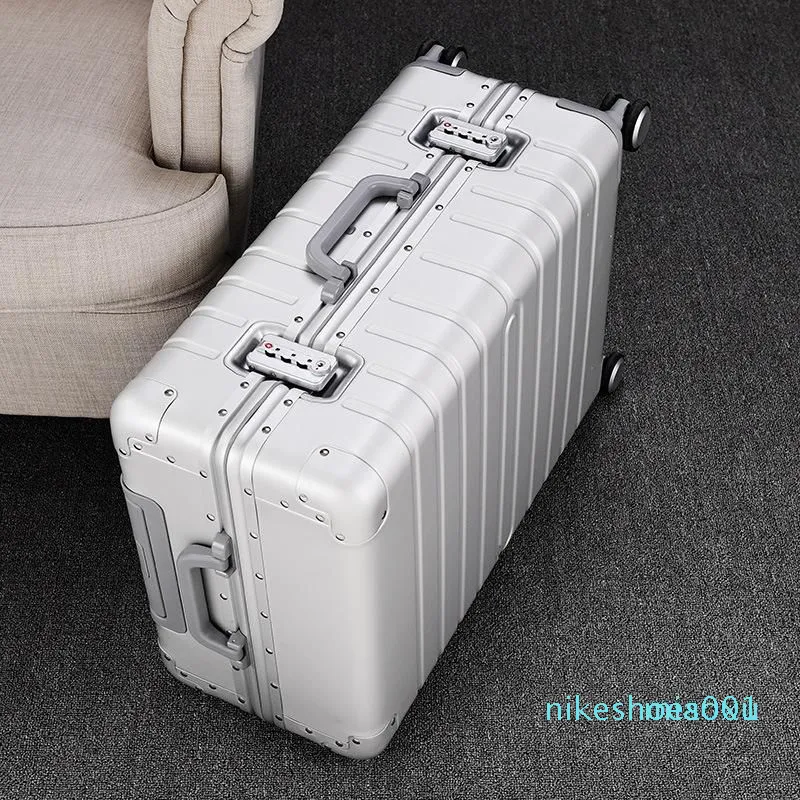 Valises 100% valise à tige de traction en alliage d'aluminium 20/24/28 pouces bagages en métal type de boîte à la mode