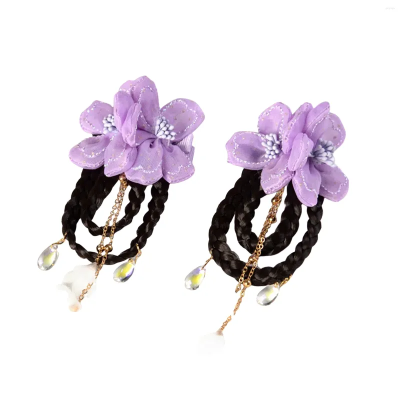 Hårtillbehör Vintage Flower Clips for Girls Gentle Color Pared Fringe Clip Headdress Princess Party Favors