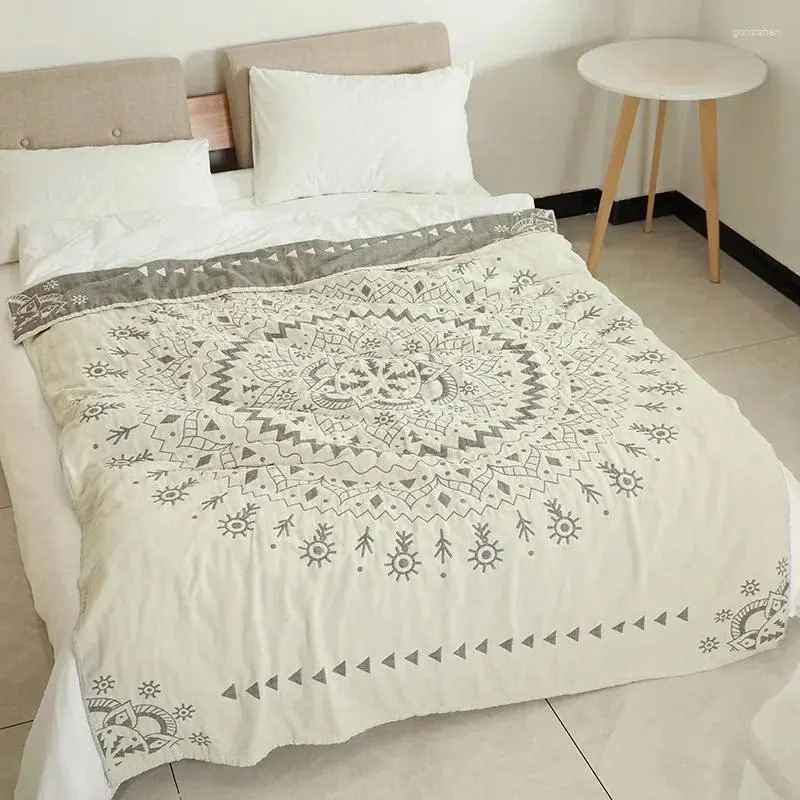 Coperte Junwell Coperta Estiva in Mussola di Cotone per Letto Divano da Viaggio Traspirante Chic Mandala Grande Morbido Copriletto Para