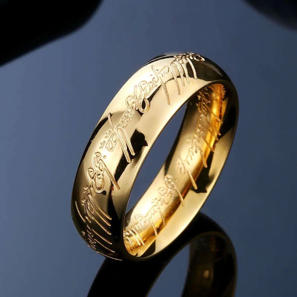 Мужское и женское кольцо «Властелин колец» из бесцветной титановой стали из нержавеющей стали. Модные и персонализированные изделия ручной работы.
