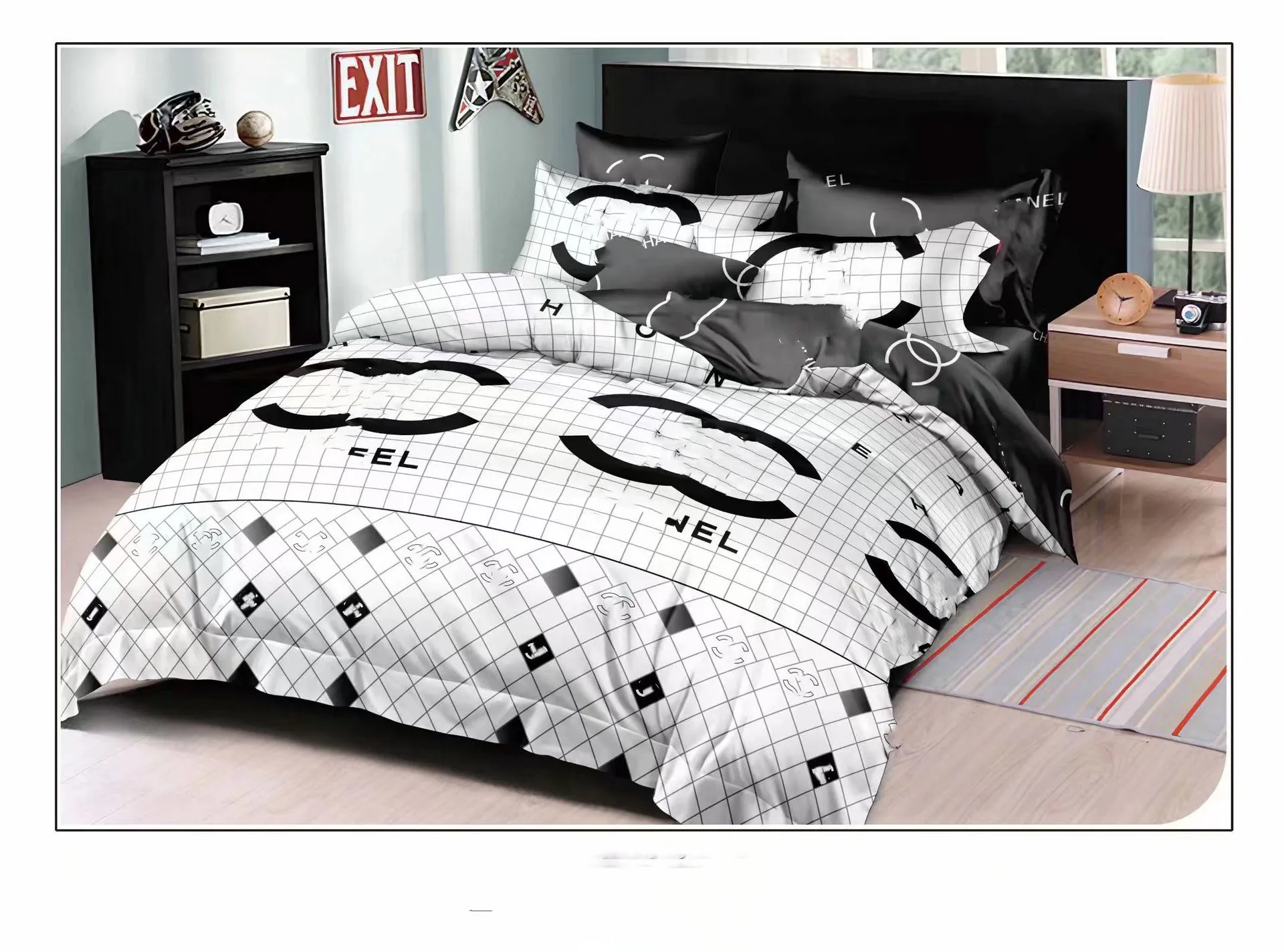 Bedding sets 4pcs Set Breathable Quilt Cover Sheet Pillowcase Twin Queen King Size Healthy Printing Family Designer Luxury Home Textiles