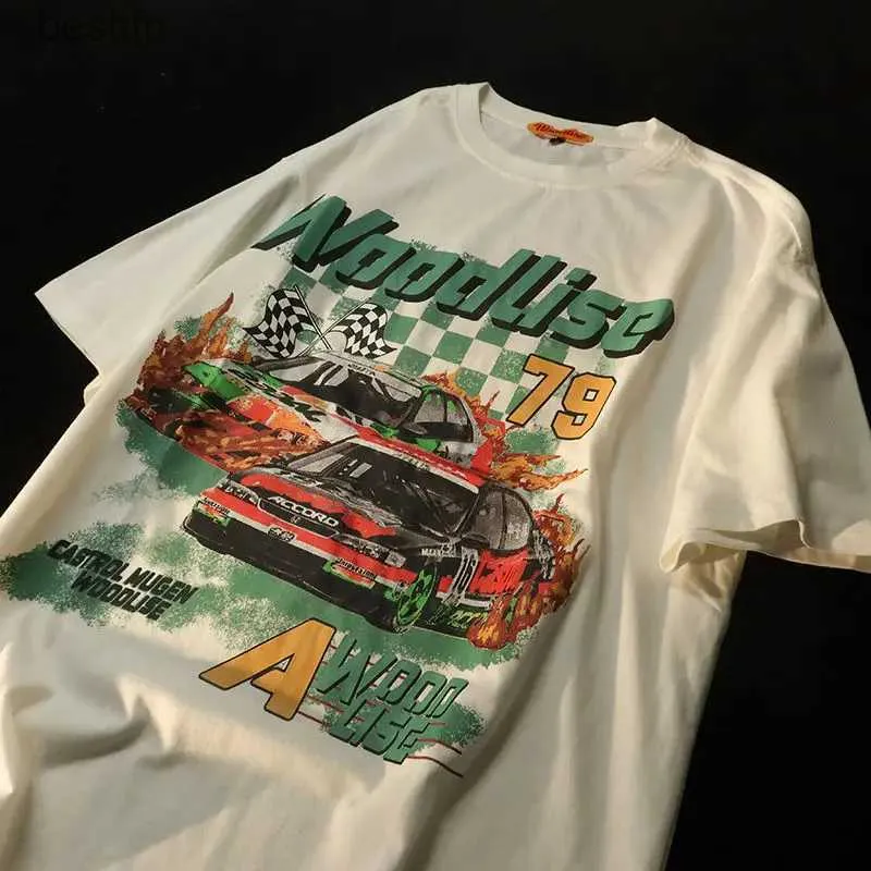 T-shirt Femme Y2K Top Tshirt Femmes Court 90s Vintage Racing Cars Graphique T-shirts Hommes Nouveau Hip Hop Surdimensionné Sle Tops Été Casual Tops 240311