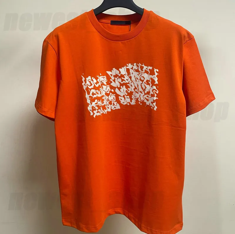 メンズプラスサイズのTシャツラグジュアリーパリサマーTシャツTシャツカジュアルコットンデザイナークラシックレターオレンジスキージオメトリシンプルティートップスXS S M L