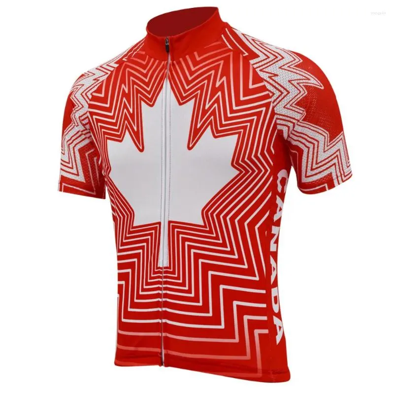 Jaquetas de corrida Canadá Homens Ciclismo Jersey Verão Respirável Manga Curta Vermelho Bicicleta Desgaste Roupas de Estrada Top