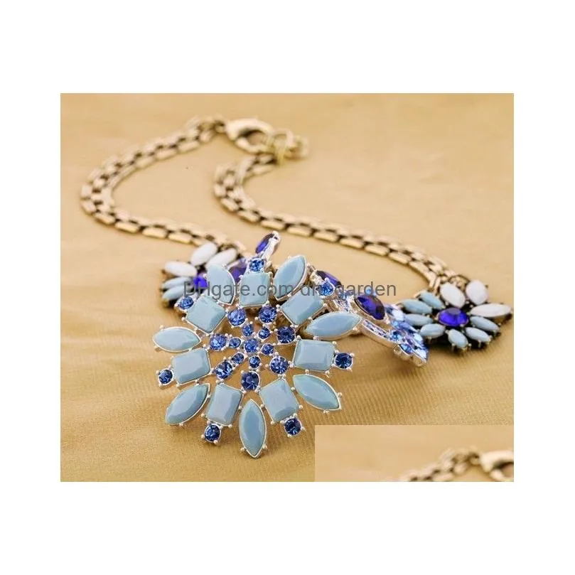 Chokers Vintage Style Metal Colorf Rhinestone Crystal Resin Gem Flower Pendants Choker Necklaces Drop Delivery Jewelry Dhgarden Dh1Gx