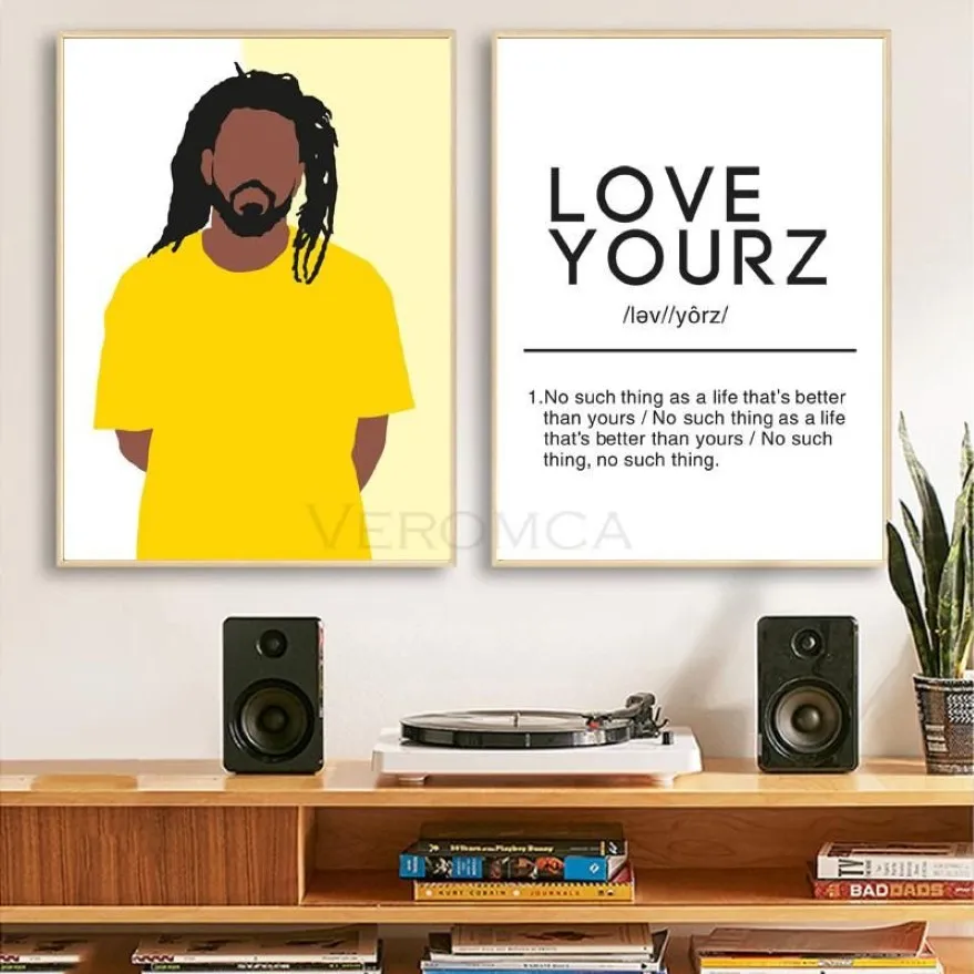 Paintings J Cole Rap Music Singer Poster Art Canvas Painting Love Yourz Definition Hip Hop Prints Rapper Wall Pictures Home Dec183Y