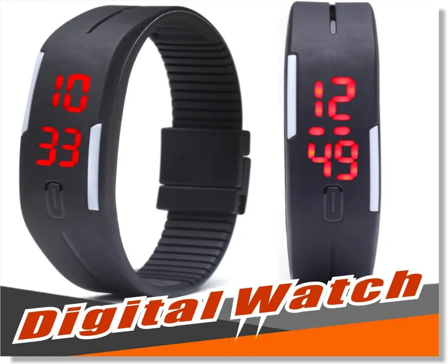 Cyfrowy zegarek na nadgarstek LED Ultra cienki sporty na zewnątrz prostokąta Wodoodporna siłownia biegowa na ekranie dotykowe opaski na rękę gumową silikon BR2004619