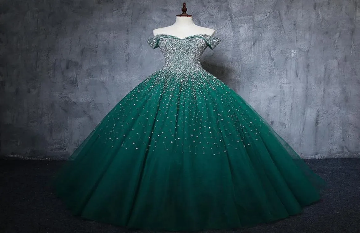 2019 Sweetheart Kralen Pailletten Groene Baljurk Quinceanera Jurken Plus Size Sweet 16 Jurken Debutante 15 Jaar Formele Feestjurk8557897