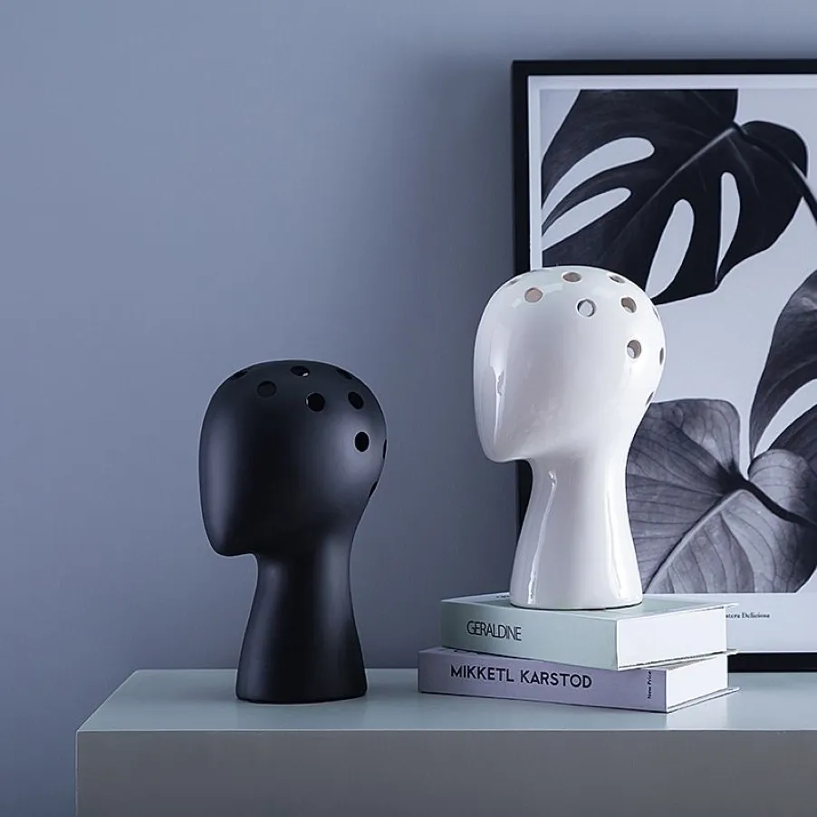 Модель головы человека, керамическая ваза, скандинавский ветер, креативный портрет, цветочная композиция с круглым отверстием, украшение для дома, ваза с головой человека254E