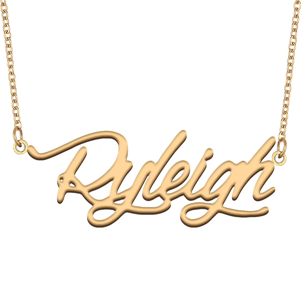 Ryleigh name necklaces pendant Custom Personalized for women girls children best friends Mothers Gifts 18k gold plated Stainless steel