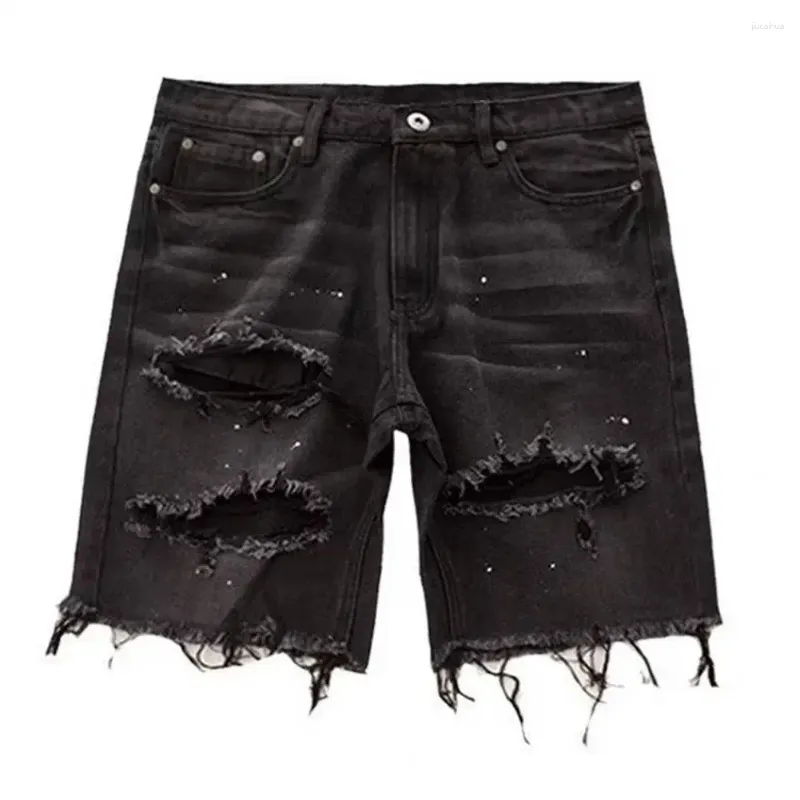 Jeans pour hommes Hommes Denim Shorts Style d'été en détresse avec trous déchirés Multi poches Slim Fit Coréenne Jeunesse Tendance de la mode