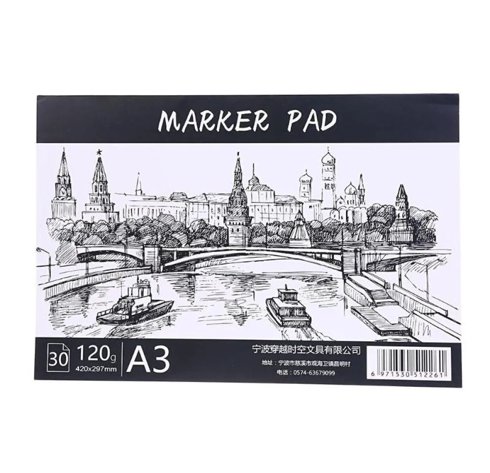 Blocs-notes A3A4B5 dessin papier bloc-notes carnet de croquis pour marqueur art peinture journal étudiant cadeaux 30 feuilles 090F2484166